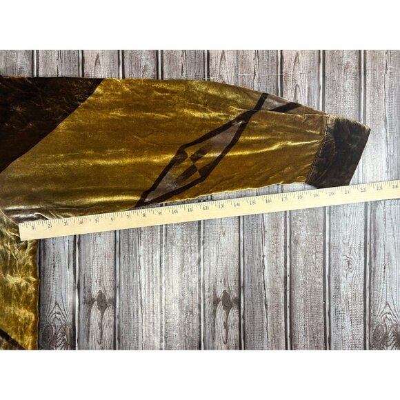 Genelli Silk Blend Velour Disco Retro Geometric Shirt size 3X color gold brown - Picture 5 of 5